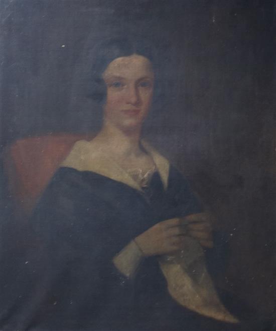 Victorian School Half length portraits of a lady and gentleman 75 x 63cm